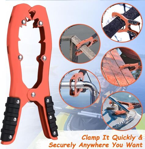 Qidoe Canoe Anchor Gripper, Kayak Anchor Grip with 16.5ft Paracord and Snap Hook Boat Gripper Brush Clamp Anchor with Teeth to Anchor Float, Canoe, Boat for Fishing Boating Camping Kayaking in Saudi Arabia