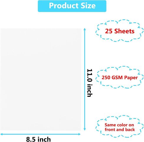 25 Sheets Black Cardstock Paper 8.5 x 11 inches, 250 GSM/92 lb Thick Card Stock Paper for DIY Cards, Printer Cardstock Scrapbook Cardboard Papers for Crafts in Kuwait