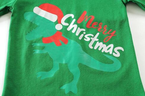 بيجامات عيد الميلاد بأكمام طويلة للأولاد الصغار منقوشة Pjs للأطفال على شكل ديناصور مجموعات ملابس عيد الميلاد للأطفال الصغار من سن 2 إلى 7 سنوات in Kuwait