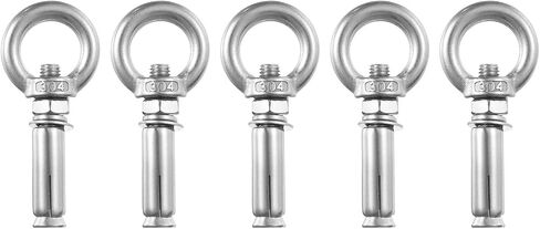 uxcell Ring Lifting Expansion Eyebolt, 8pcs M8x60mm 304 Stainless Steel Expansion Screw with Eye Ring for Concrete Brick Wall in Saudi Arabia