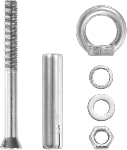 uxcell Ring Lifting Expansion Eyebolt, 8pcs M8x60mm 304 Stainless Steel Expansion Screw with Eye Ring for Concrete Brick Wall in Saudi Arabia