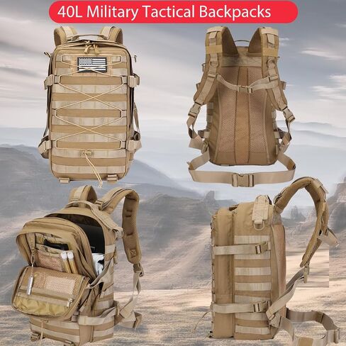Military Tactical Backpack Waterproof 40L Large Army 3 Day Bug Out Bag Assault Pack Molle Rucksack and Tactical Gear Bag in Kuwait