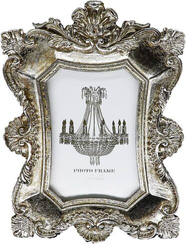 BLYBH Vintage Picture Frame 2.5x3.5 Retro Photo Frames, Tabletop & Wall Hanging Ornate Antique Picture Frame with High Definition Glass, Silver in Saudi Arabia