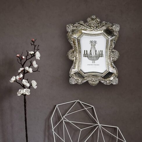 BLYBH Vintage Picture Frame 2.5x3.5 Retro Photo Frames, Tabletop & Wall Hanging Ornate Antique Picture Frame with High Definition Glass, Silver in Saudi Arabia