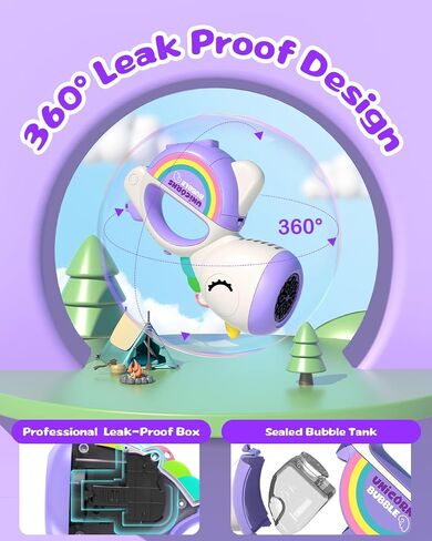 Rechargeable Bubble Machine Gun, Portable 360°Leak Proof Auto Dog Bubble Machine for Kids Toddler 1-3 4-8 Parties with Lights Music, Pink Gift for Boys Girls and Pet Birthday in Saudi Arabia