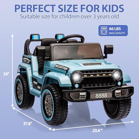 Hetoy Kids Ride On Truck Car, 12V Battery Powered Electric Car w/Parent Remote Control, Spring Suspension, 3 Speeds, LED Lights, Music & Horn, Kids Electric Vehicle Toy Gift for Boys Girls, Navy Blue in Kuwait