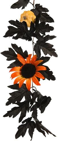 YHNJI 5.9ft سقوط أوراق القيقب إكليل، سقوط إكليل، عباد الشمس الاصطناعي اليقطين مابل ليف فاينز لعيد الشكر، عشاء، مدفأة، باب، إطار، مدخل، خلفية، ديكور in Kuwait