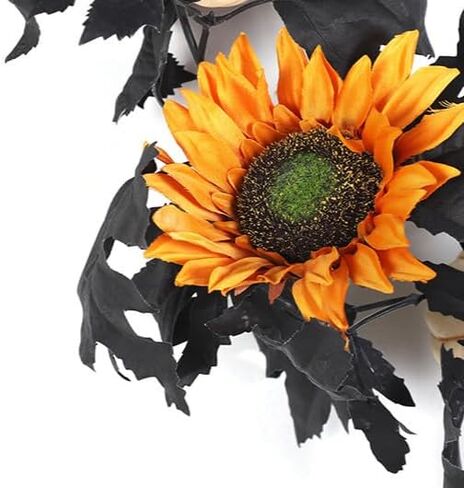 YHNJI 5.9ft سقوط أوراق القيقب إكليل، سقوط إكليل، عباد الشمس الاصطناعي اليقطين مابل ليف فاينز لعيد الشكر، عشاء، مدفأة، باب، إطار، مدخل، خلفية، ديكور in Kuwait