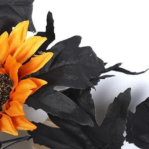 YHNJI 5.9ft سقوط أوراق القيقب إكليل، سقوط إكليل، عباد الشمس الاصطناعي اليقطين مابل ليف فاينز لعيد الشكر، عشاء، مدفأة، باب، إطار، مدخل، خلفية، ديكور in Kuwait