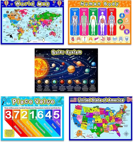 Outus Educational Preschool Posters Learning Poster for Toddler Kid Kindergarten Classroom Learning Decoration, Large 16 x 11 Inch Nursery Homeschool Playroom Teaching Supplies in Kuwait
