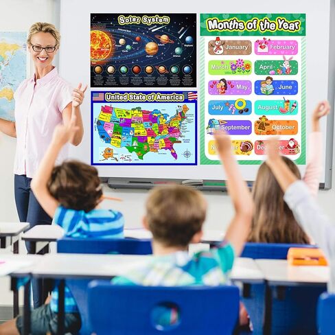 Outus Educational Preschool Posters Learning Poster for Toddler Kid Kindergarten Classroom Learning Decoration, Large 16 x 11 Inch Nursery Homeschool Playroom Teaching Supplies in Kuwait