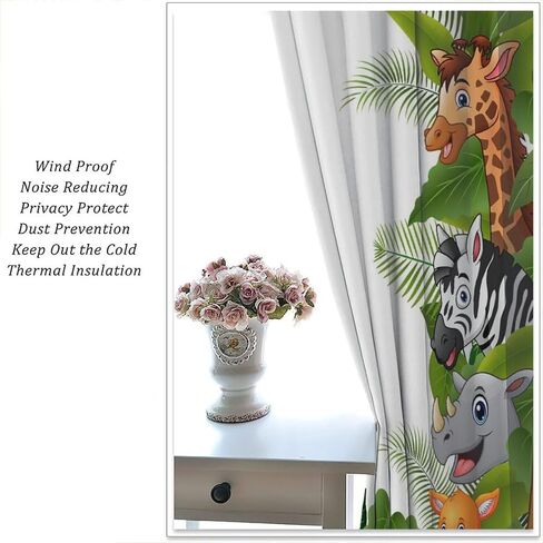 Animal Kids Curtains, Jungle Safari Wildlife Print Pattern, Boys Girls Bedroom Living Room Blackout Curtains42X45 Inch, Style-5 in Saudi Arabia