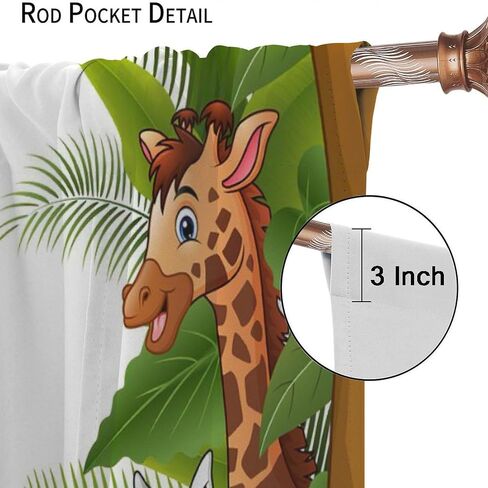 Animal Kids Curtains, Jungle Safari Wildlife Print Pattern, Boys Girls Bedroom Living Room Blackout Curtains42X45 Inch, Style-5 in Saudi Arabia