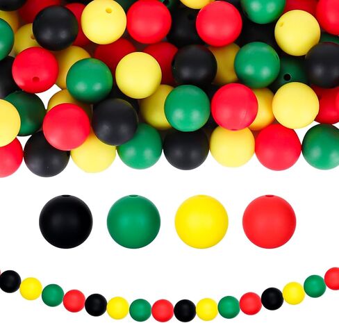 Whaline 100Pcs St. Patrick's Day Silicone Beads Round Shaped Silicone Loose Beads Green White Spacer Beads for Irish Holiday DIY Crafts Necklace Bracelet Jewelry Keychain Making Home Decor, 4 Colors in Saudi Arabia