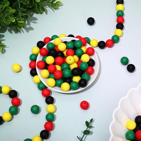Whaline 100Pcs St. Patrick's Day Silicone Beads Round Shaped Silicone Loose Beads Green White Spacer Beads for Irish Holiday DIY Crafts Necklace Bracelet Jewelry Keychain Making Home Decor, 4 Colors in Saudi Arabia