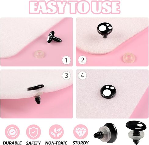 468 قطعة من عيون وأنوف الأمان للأميجورومي، عيون كروشيه محشوة مع غسالات 6-16 مم عيون أمان بلاستيكية من الكروشيه، عيون أمان سوداء لعيون الحيوانات المحشوة من الكروشيه للدب الحرفي in Kuwait