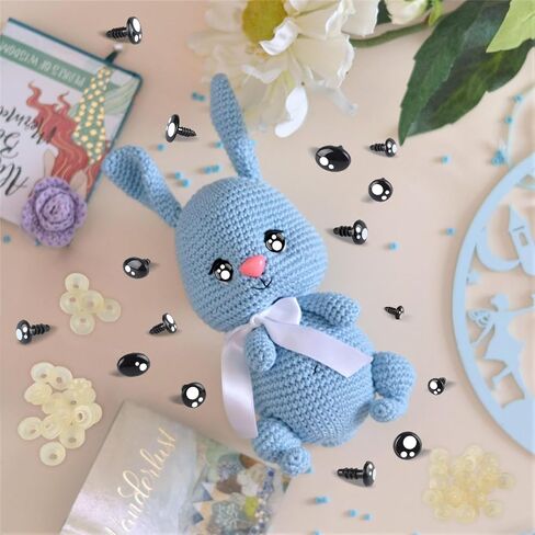 468 قطعة من عيون وأنوف الأمان للأميجورومي، عيون كروشيه محشوة مع غسالات 6-16 مم عيون أمان بلاستيكية من الكروشيه، عيون أمان سوداء لعيون الحيوانات المحشوة من الكروشيه للدب الحرفي in Kuwait