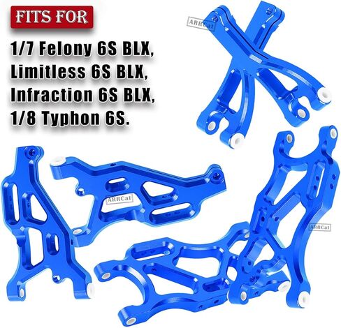 RC Upgrades Part A Arms for 1/7 Arrma Felony 6S BLX,Limitless 6S BLX Infraction 6S BLX,1/8 Arrma Typhon 6S,6pcs Aluminum Front & Rear Suspension A Arms Set,Black in Kuwait