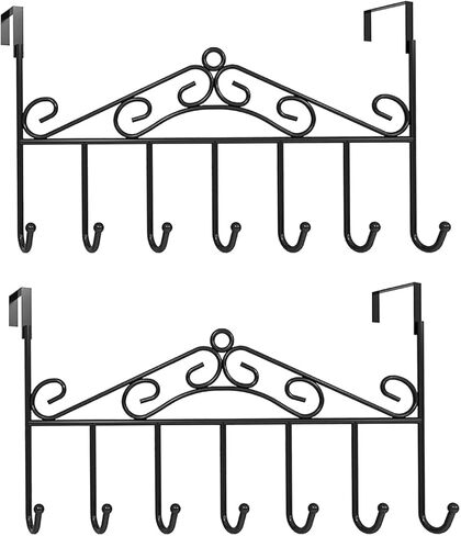 خطافات فوق الباب، عبوتان من شماعات الباب مع 7 خطافات، رف مناشف معلق معدني، منظم الجزء الخلفي من الباب للمناشف والملابس والمفاتيح والأرواب والقبعات in Kuwait