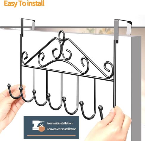 خطافات فوق الباب، عبوتان من شماعات الباب مع 7 خطافات، رف مناشف معلق معدني، منظم الجزء الخلفي من الباب للمناشف والملابس والمفاتيح والأرواب والقبعات in Kuwait