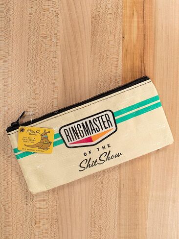 Blue Q Probably Technically a Genius Pencil Case Chunky Zipper, Stury and Easy-to-Wipe-Clean, 4.25" h x 8.5" w, Made from 95% Recycled Material. in Kuwait