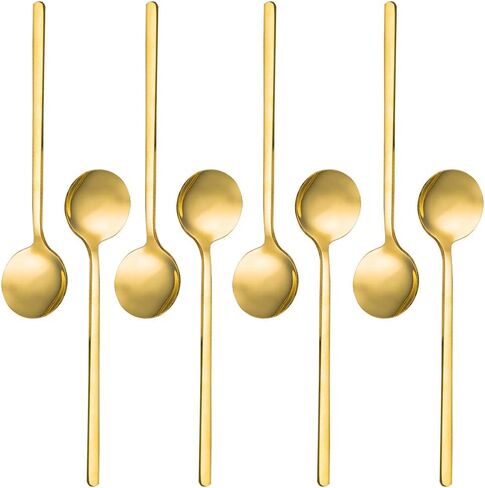 Pack of 8, Gold Plated Stainless Steel Espresso Spoons, findTop Mini Teaspoons Set for Coffee Sugar Dessert Cake Ice Cream Soup Antipasto Cappuccino, 5.3 Inch in Saudi Arabia