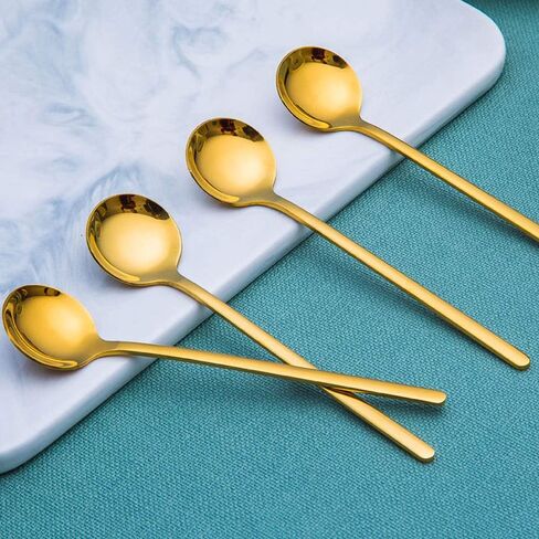 Pack of 8, Gold Plated Stainless Steel Espresso Spoons, findTop Mini Teaspoons Set for Coffee Sugar Dessert Cake Ice Cream Soup Antipasto Cappuccino, 5.3 Inch in Saudi Arabia