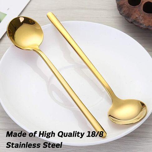 Pack of 8, Gold Plated Stainless Steel Espresso Spoons, findTop Mini Teaspoons Set for Coffee Sugar Dessert Cake Ice Cream Soup Antipasto Cappuccino, 5.3 Inch in Saudi Arabia