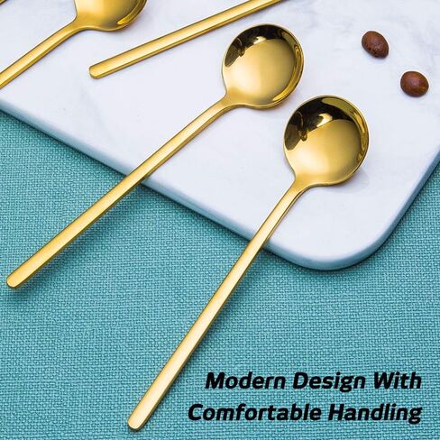 Pack of 8, Gold Plated Stainless Steel Espresso Spoons, findTop Mini Teaspoons Set for Coffee Sugar Dessert Cake Ice Cream Soup Antipasto Cappuccino, 5.3 Inch in Saudi Arabia