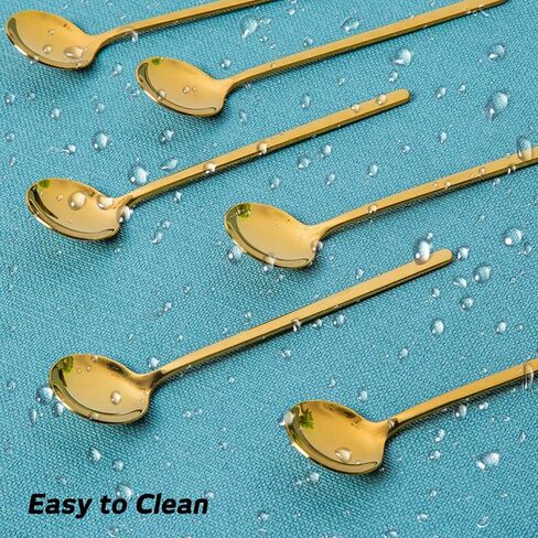 Pack of 8, Gold Plated Stainless Steel Espresso Spoons, findTop Mini Teaspoons Set for Coffee Sugar Dessert Cake Ice Cream Soup Antipasto Cappuccino, 5.3 Inch in Saudi Arabia