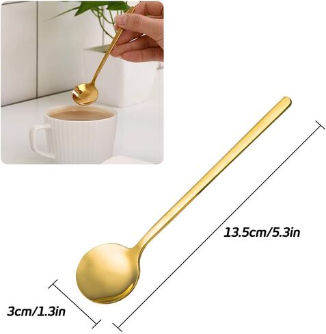 Pack of 8, Gold Plated Stainless Steel Espresso Spoons, findTop Mini Teaspoons Set for Coffee Sugar Dessert Cake Ice Cream Soup Antipasto Cappuccino, 5.3 Inch in Saudi Arabia