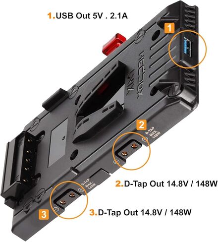 HEDBOX UNIX-4X - V-Mount Battery Adapter Plate, 3X D-Tap & USB, with Power Out Cable - 4-Pin XLR Connector in Kuwait