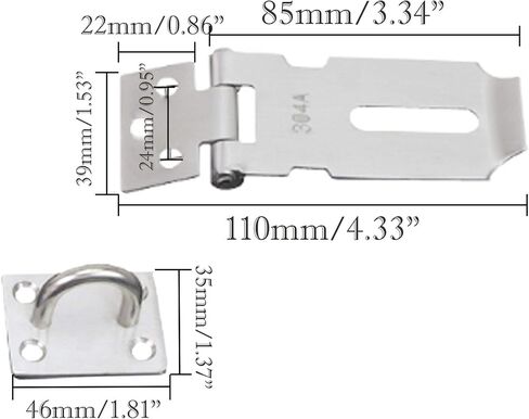 2 قطعة قفل سميك 304 مشبك من الفولاذ المقاوم للصدأ يمكن إضافة قفل خزانة عتيقة 3 بوصة مشبك باب فضي in Kuwait