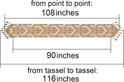 Grelucgo Large Luxury Thick Lined Damask Table Runners with Multi-Tassels (12x120 inch) in Saudi Arabia