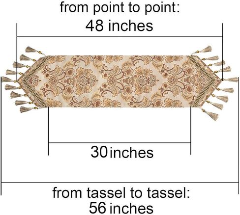 Grelucgo Large Luxury Thick Lined Damask Table Runners with Multi-Tassels (12x120 inch) in Saudi Arabia