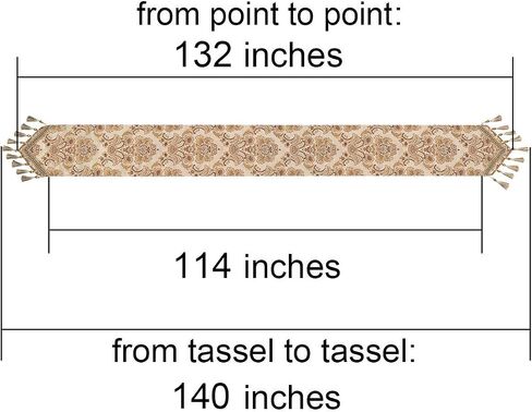 Grelucgo Large Luxury Thick Lined Damask Table Runners with Multi-Tassels (12x120 inch) in Saudi Arabia
