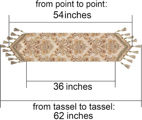 Grelucgo Large Luxury Thick Lined Damask Table Runners with Multi-Tassels (12x120 inch) in Saudi Arabia