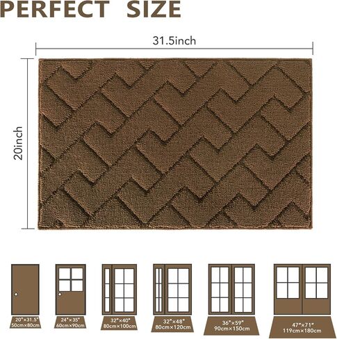 سجادة hicorfe للمدخل، سجادة منطقة الخبز المطاطية الصغيرة غير القابلة للانزلاق بطول 2 قدم × 3 قدم، سجادة الباب الأمامي الخلفي قابلة للغسل داخل سجادة الأرضية للمدخل، المطبخ، الغسيل، الفناء، غرفة النوم (أسود) in Kuwait