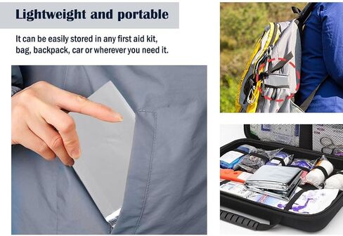 20 قطعة من بطانيات الطوارئ للتخييم باللون الفضي، بطانيات الطوارئ لبطانية النجاة، بطانيات حرارية للطوارئ، 83 بوصة × 51 بوصة (130 * 210 سم)، مقاومة للماء، للمشي لمسافات طويلة، والتخييم، والإسعافات الأولية، والتزلج، والماراثون in Kuwait