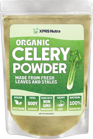 XPRS Nutra Organic Celery Powder - Celery Organic Fresh Powder Antioxidant - Premium Celery Powder Organic - Vegan Friendly Celery Fresh Powder (8 Ounce) in Saudi Arabia