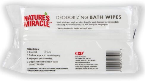 Nature's Miracle Deodorizing Bath Wipes for Dogs, 25 Count, Clean Breeze Scent in Saudi Arabia
