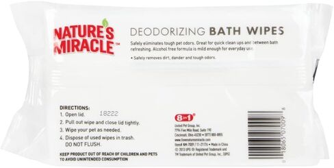 Nature's Miracle Deodorizing Bath Wipes for Dogs, 25 Count, Clean Breeze Scent in Saudi Arabia