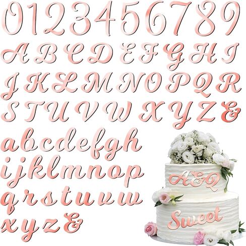 Jspupifip 128 Pcs Acrylic Alphanumeric Cake Topper Diy Cake Decoration with Mirror Gold Number 0-9 and Alphabet A-Z Personalized Cake Picks Decoration Anniversary Wedding Baby Shower Party Supplies in Saudi Arabia