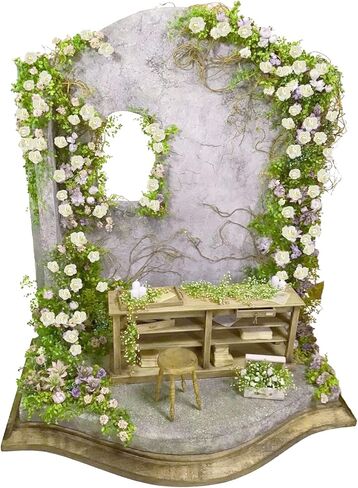 Warmtree Realistic Miniature Vines Artificial Vines Artificial Rose Vines Cute Flower Vines Decorations DIY Mini Model Railway Fairy Garden Architecture Diorama Scenery Landscape Layout (White Milk) in Kuwait