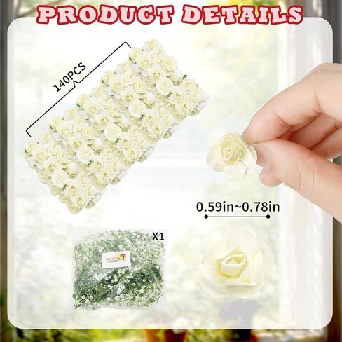 Warmtree Realistic Miniature Vines Artificial Vines Artificial Rose Vines Cute Flower Vines Decorations DIY Mini Model Railway Fairy Garden Architecture Diorama Scenery Landscape Layout (White Milk) in Kuwait