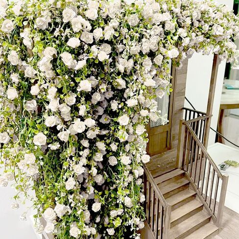 Warmtree Realistic Miniature Vines Artificial Vines Artificial Rose Vines Cute Flower Vines Decorations DIY Mini Model Railway Fairy Garden Architecture Diorama Scenery Landscape Layout (White Milk) in Kuwait