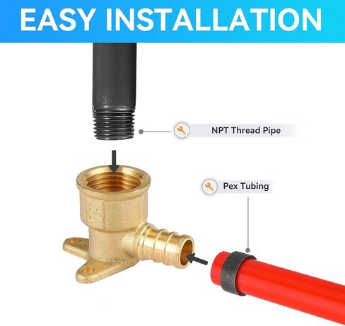 GUOFIS(Pack of 10) Pex 1/2 Inch x 1/2 Inch Female NPT Drop Ear Elbow,PEX Brass Fittings for Transition from Pex to Threaded in Saudi Arabia