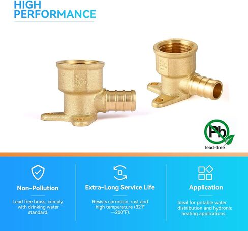 GUOFIS(Pack of 10) Pex 1/2 Inch x 1/2 Inch Female NPT Drop Ear Elbow,PEX Brass Fittings for Transition from Pex to Threaded in Saudi Arabia