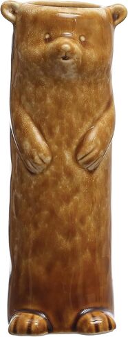 Creative Co-Op 7 Inches Stoneware Bear Reactive Crackle Glaze, Brown Vase in Saudi Arabia