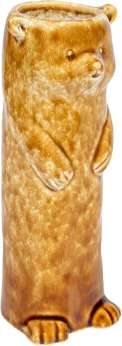 Creative Co-Op 7 Inches Stoneware Bear Reactive Crackle Glaze, Brown Vase in Saudi Arabia
